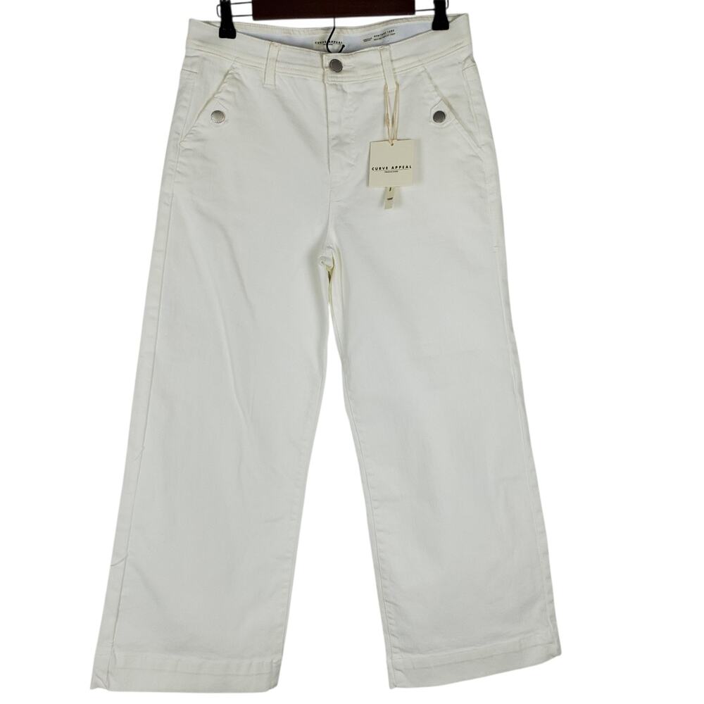 NEW Curve Appeal Jeans Heritage Luxe High Rise Wide Leg Crop Size 10/30 White